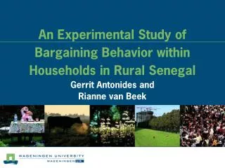 An Experimental Study of Bargaining Behavior within Households in Rural Senegal