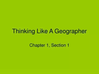 Thinking Like A Geographer