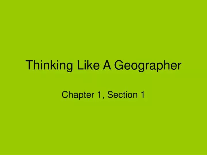 thinking like a geographer
