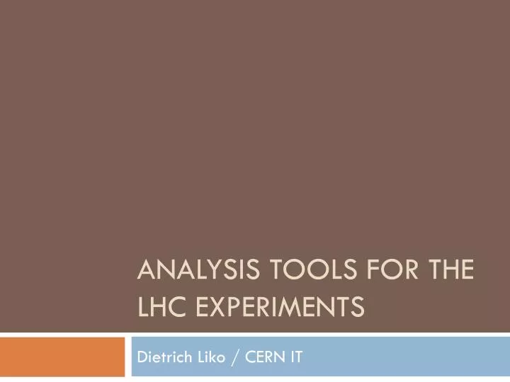 analysis tools for the lhc experiments