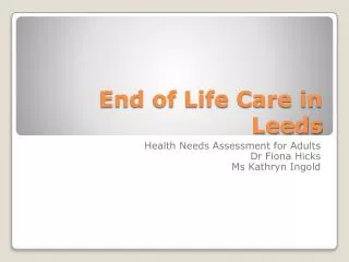 End of Life Care in Leeds