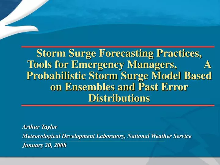 arthur taylor meteorological development laboratory national weather service january 20 2008