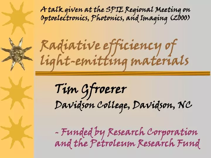 radiative efficiency of light emitting materials