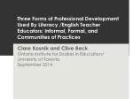 Three Forms of Professional Development for Literacy/English Teacher Educators - slide 1