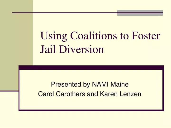 using coalitions to foster jail diversion