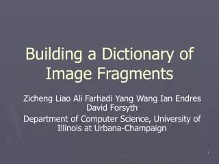 Building a Dictionary of Image Fragments