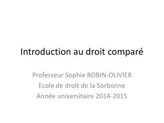 introduction au droit compar