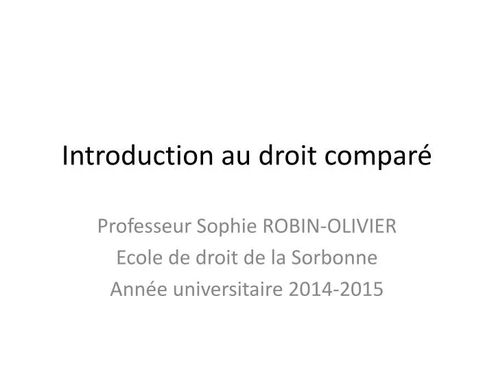 introduction au droit compar