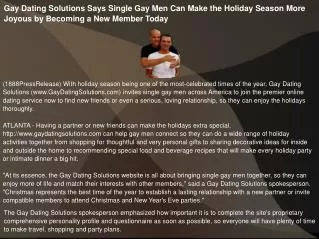 Gay Dating Solutions Says Single Gay Men