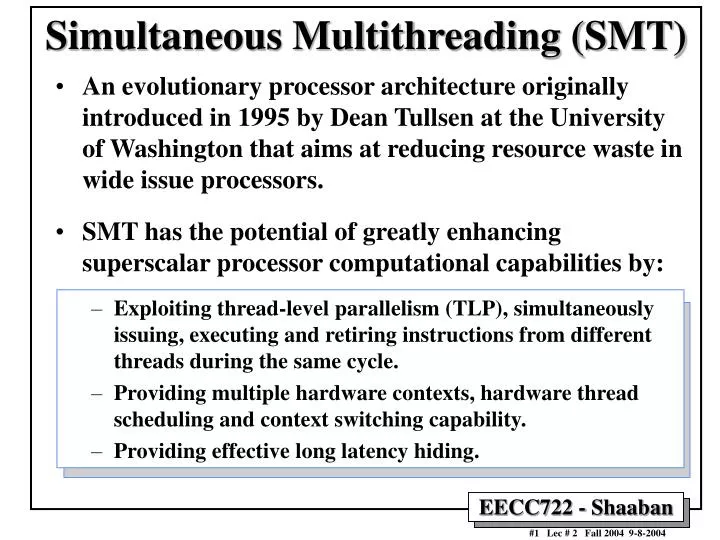 simultaneous multithreading smt