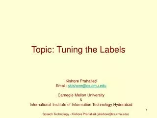 Topic: Tuning the Labels