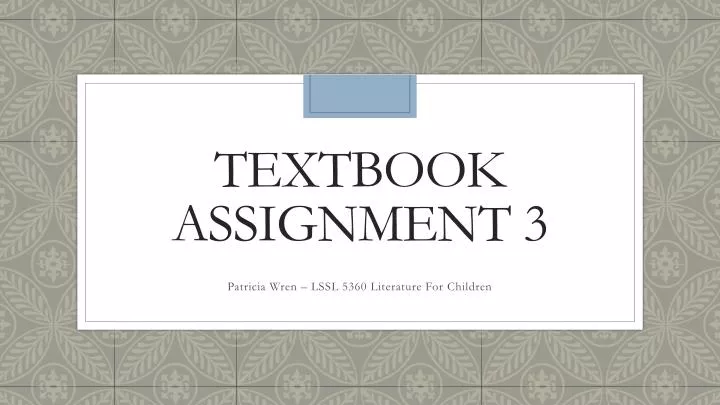 textbook assignment 3