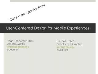 User-Centered Design for Mobile Experiences
