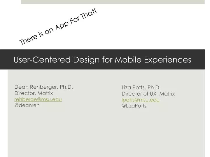user centered design for mobile experiences