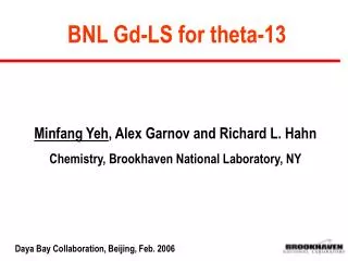 BNL Gd-LS for theta-13