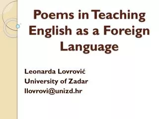 Poems in Teaching English as a Foreign Language