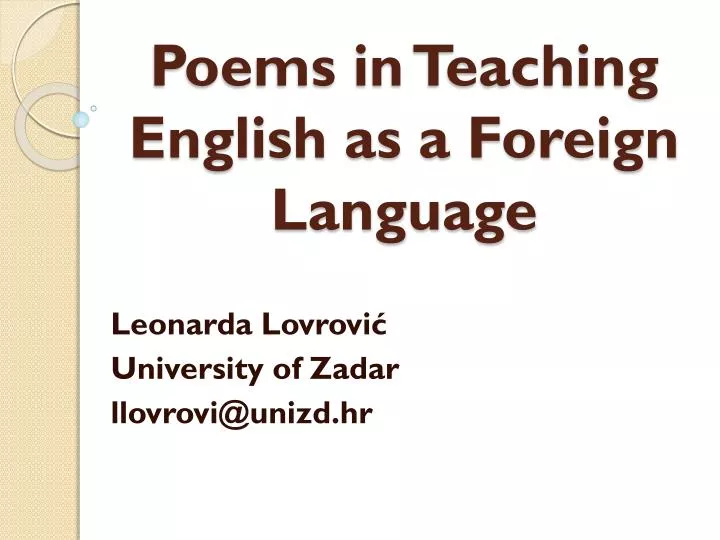 poems in teaching english as a foreign language