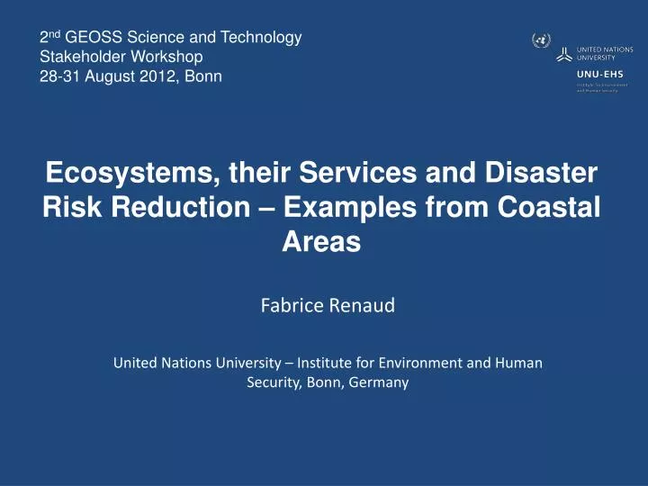 ecosystems their services and disaster risk reduction examples from coastal areas
