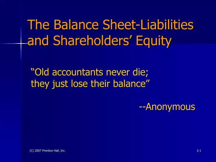 the balance sheet liabilities and shareholders equity