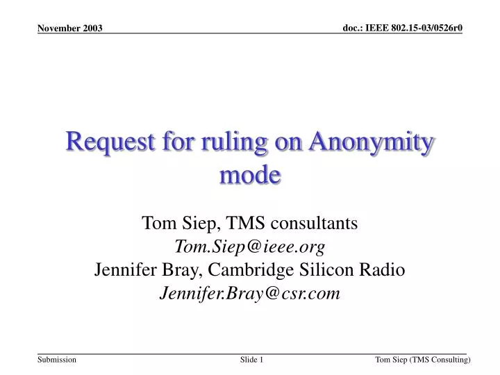 request for ruling on anonymity mode