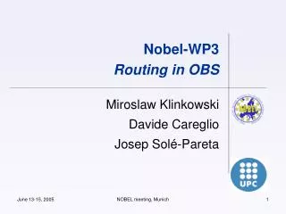 Nobel-WP3 Routing in OBS