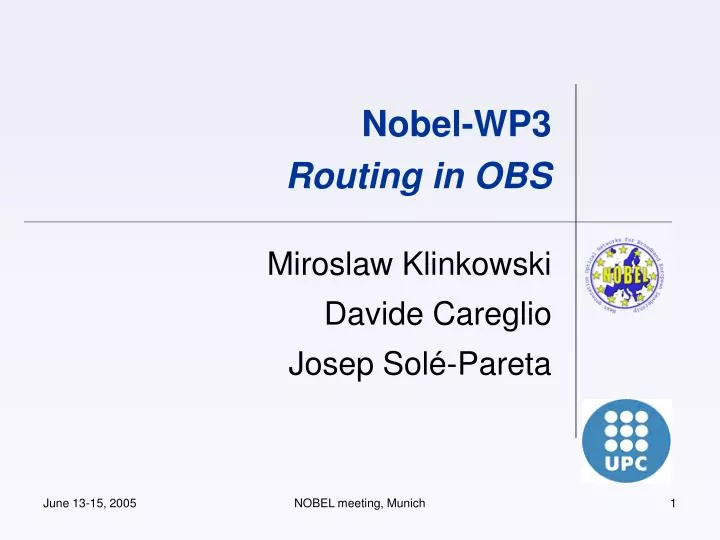 nobel wp3 routing in obs