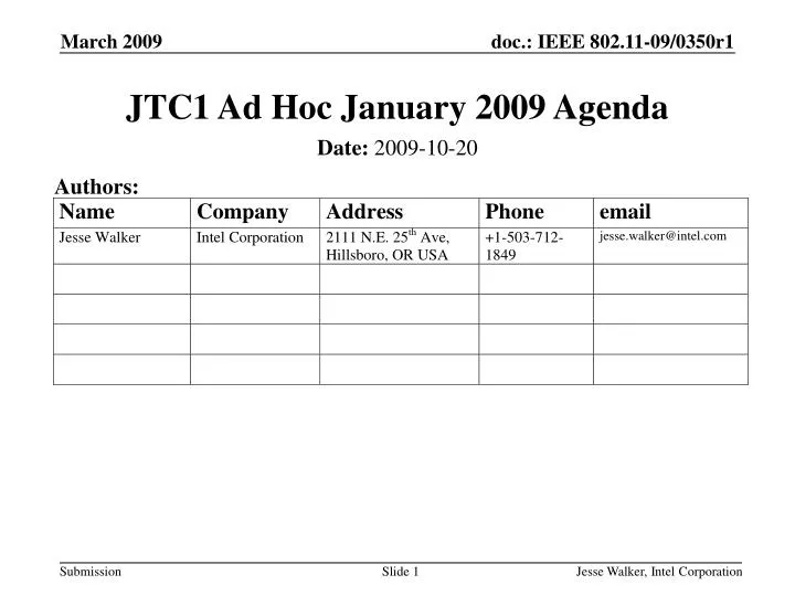 jtc1 ad hoc january 2009 agenda