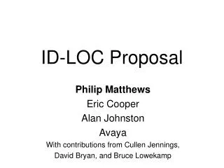 ID-LOC Proposal