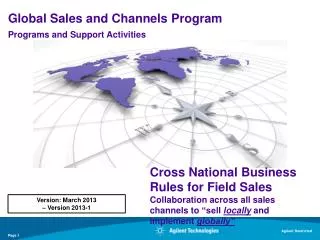 Global Sales and Channels Program Programs and Support Activities