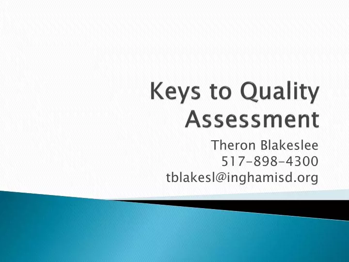 keys to quality assessment