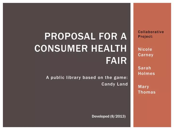 proposal for a consumer health fair