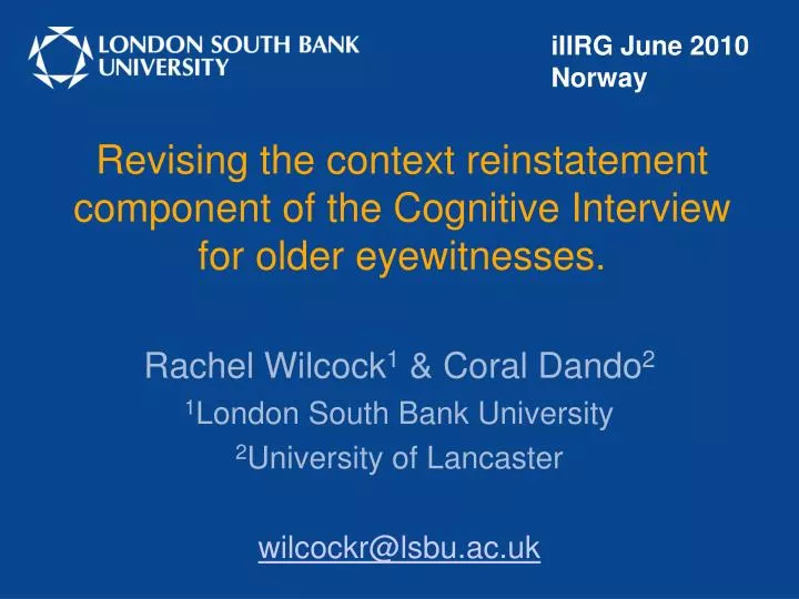 revising the context reinstatement component of the cognitive interview for older eyewitnesses