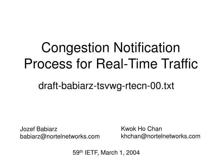congestion notification process for real time traffic