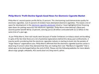 Philip Morris' Profit Decline Signals Good News For Electron