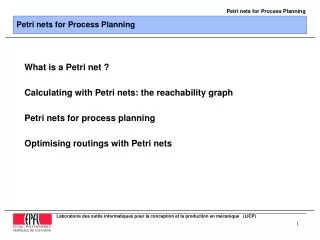 Petri nets for Process Planning