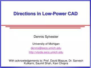 Directions in Low-Power CAD