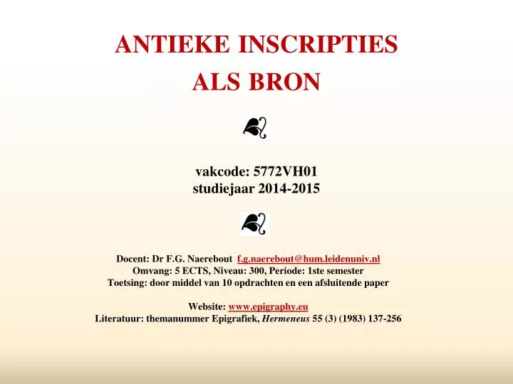 antieke inscripties als bron vakcode 5772vh01 studiejaar 2014 2015