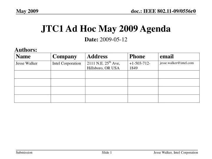 jtc1 ad hoc may 2009 agenda