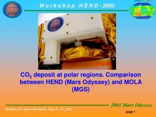 CO 2 deposit at polar regions. Comparison between HEND (Mars Odyssey) and MOLA (MGS)