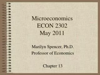 Microeconomics ECON 2302 May 2011