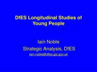 DfES Longitudinal Studies of Young People