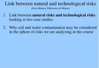 Link between natural and technological risks (Scira Menoni, Politecnico di Milano)