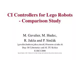CI Controllers for Lego Robots - Comparison Study