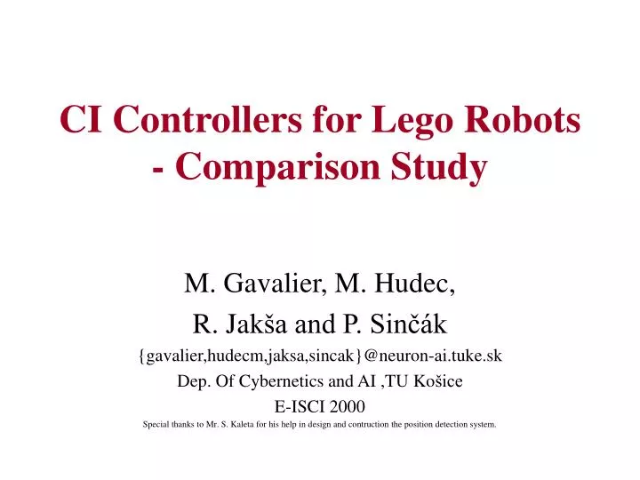 ci controllers for lego robots comparison study
