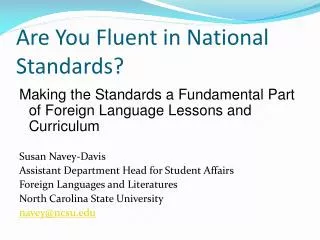 Are You Fluent in National Standards?