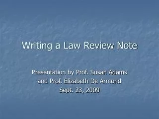 Writing a Law Review Note