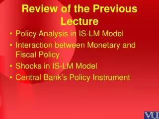 Review of the Previous Lecture