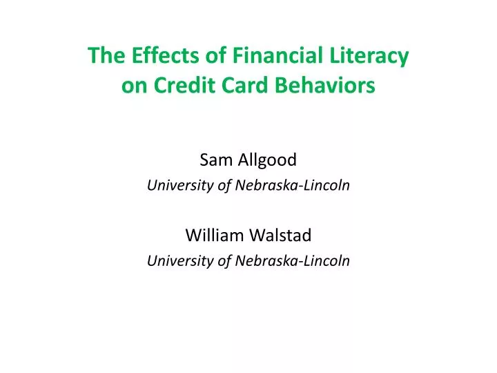 the effects of financial literacy on credit card behaviors