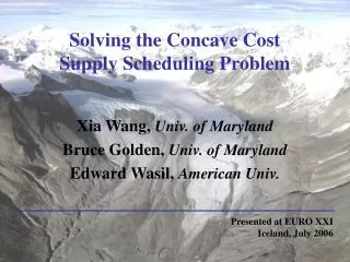 Solving the Concave Cost Supply Scheduling Problem