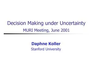 Decision Making under Uncertainty MURI Meeting, June 2001